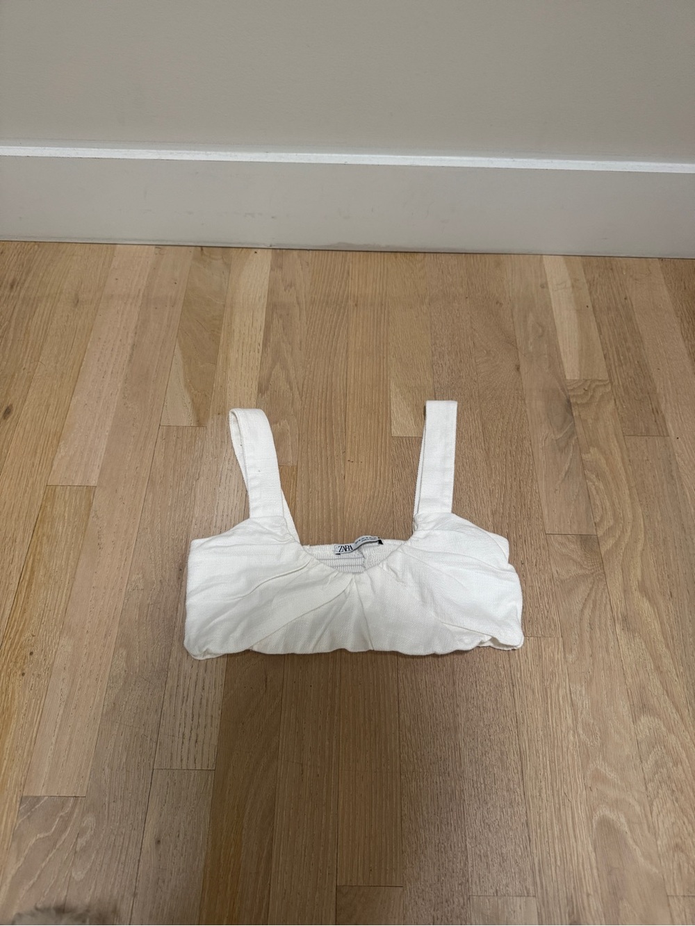 Zara White Cropped Tank Top with Wide Straps